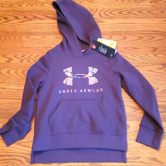 under armour girl youth hoodie fleece sweatshirt purple new M coldgear